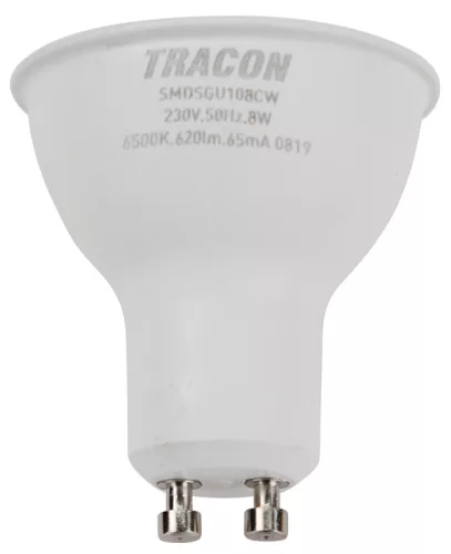 Műanyag házas SMD LED spot fényforrás SAMSUNG chippel GU10, 8W, 6500K