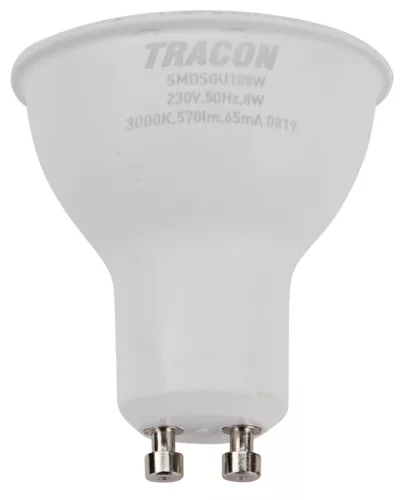 Műanyag házas SMD LED spot fényforrás SAMSUNG chippel GU10, 8W, 3000K