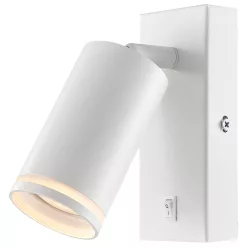   Oldalfali állítható spot lámpatest, fehér, kapcsolóval 100-240VAC, 50Hz, 1xGU10, max.35W