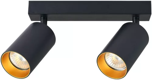 Mennyezeti állítható spot lámpatest, fekete, arany reflektor 100-240VAC, 50Hz, 2xGU10, max.2x35W