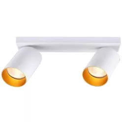   Mennyezeti állítható spot lámpatest, fehér, arany reflektor 100-240VAC, 50Hz, 2xGU10, max.2x35W