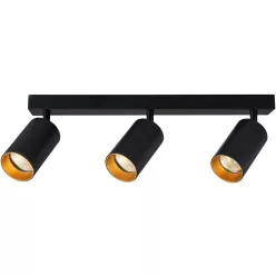   Mennyezeti állítható spot lámpatest, fekete, arany reflektor 100-240VAC, 50Hz, 3xGU10, max.3x35W