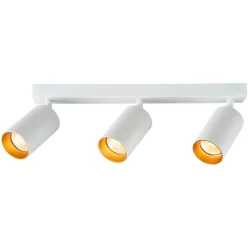   Mennyezeti állítható spot lámpatest, fehér, arany reflektor 100-240VAC, 50Hz, 3xGU10, max.3x35W