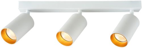 Mennyezeti állítható spot lámpatest, fehér, arany reflektor 100-240VAC, 50Hz, 3xGU10, max.3x35W