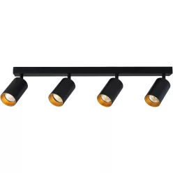   Mennyezeti állítható spot lámpatest, fekete, arany reflektor 100-240VAC, 50Hz, 4xGU10, max.4x35W