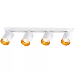   Mennyezeti állítható spot lámpatest, fehér, arany reflektor 100-240VAC, 50Hz, 4xGU10, max.4x35W