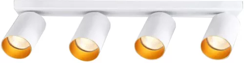 Mennyezeti állítható spot lámpatest, fehér, arany reflektor 100-240VAC, 50Hz, 4xGU10, max.4x35W