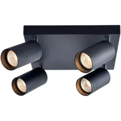   Mennyezeti állítható spot lámpatest, fekete 100-240VAC, 50Hz, 4xGU10, max.4x35W