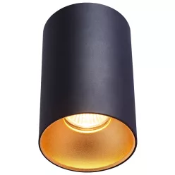   Mennyezeti spot lámpatest, hengeres, fekete, arany reflektor 100-240VAC, 50Hz, 1xGU10, max.35W