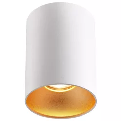   Mennyezeti spot lámpatest, hengeres, fehér, arany reflektor 100-240VAC, 50Hz, 1xGU10, max.35W