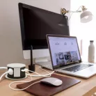 Hálózati elosztó rejtett, asztalba süllyeszthető, kerek hengeres 3db aljzat 2db USB