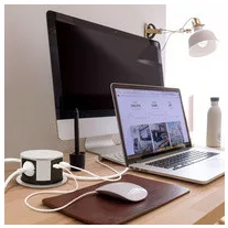   Hálózati elosztó rejtett, asztalba süllyeszthető, kerek hengeres 3db aljzat 2db USB