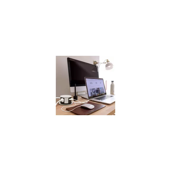 Hálózati elosztó rejtett, asztalba süllyeszthető, kerek hengeres 3db aljzat 2db USB