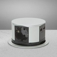 Hálózati elosztó rejtett, asztalba süllyeszthető, kerek hengeres 3db aljzat 2db USB