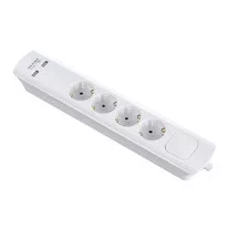   Hálózati elosztó kapcsolós 4db aljzat +2db USB port, 1.5m