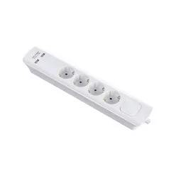   Hálózati elosztó kapcsolós 4db aljzat +2db USB port, 1.5m