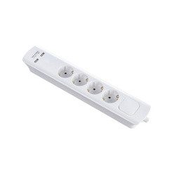 Hálózati elosztó kapcsolós 4db aljzat + 2db USB, 3m
