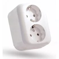   Stilo Forte 2x2P+F falon kívüli kettős földelt csatlakozóaljzat gyermekvédelemmel
