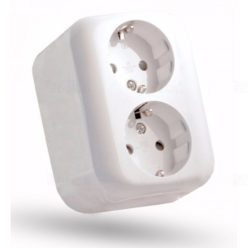   Stilo Forte 2x2P+F falon kívüli kettős földelt csatlakozóaljzat gyermekvédelemmel