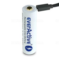   EverActive 18650 Li-ion akkumulátor 3,7V 3200mAh microUSB töltés, töltőkábellel, védett