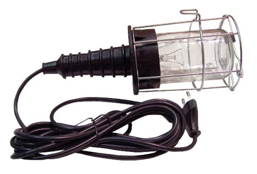 Szerelőlámpa fém kerettel, üveg burával, II. év.o. 230V,50Hz,max.60W,5m, 2×0,75mm2, H05RN