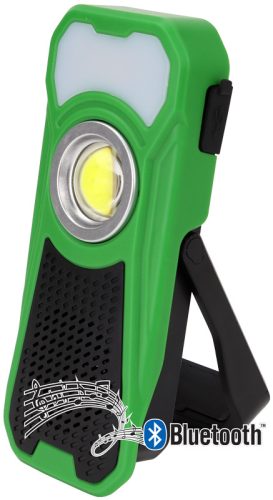 Akkumulátoros LED kézi lámpa Bluetooth hangszóróval 10/3W, 6000K, 3.7V 3000mAh, 500/180lm, 3,5h, Bluetooth 4.2