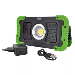   Bluetooth hangszórós akkumulátoros LED szerelő fényvető 15W, 6000K, 3,7V, 8000mAh, Li-Ion, 1500lm, 4-10 h, IP40