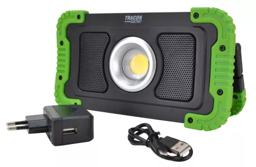 Bluetooth hangszórós akkumulátoros LED szerelő fényvető 15W, 6000K, 3,7V, 8000mAh, Li-Ion, 1500lm, 4-10 h, IP40