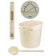 Harvia Helmi set din plastic pentru saună cu găleată, lingură, termometru-higrometru și clepsidră, culoare fildeș