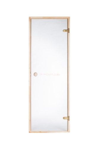 Sauna-Glasdrehtür mit Klarglas und Kiefernholz-Zarge 686x1890 mm