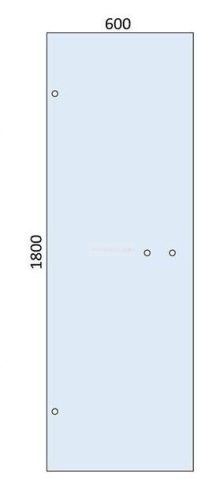 Panou din sticlă pentru ușă de saună, clară, 600x1800x8 mm, cu orificiu pentru mâner orizontal