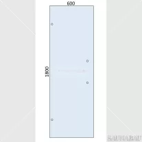   Szaunaajtó üveglap víztiszta 600x1800x8mm függőleges fogantyú furattal