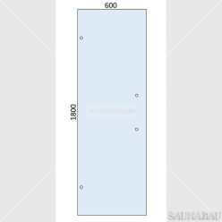   Panou din sticlă pentru ușă de saună, clar, 600x1800x8 mm, cu găuri pentru mâner vertical