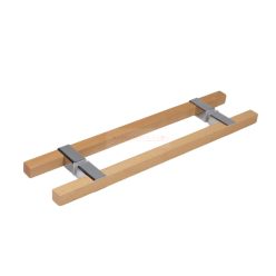   Mâner tip bară pentru ușă de saună, set, 20x20x450 mm fag/crom, dreptunghiular, pentru panouri de sticlă de 8–12 mm