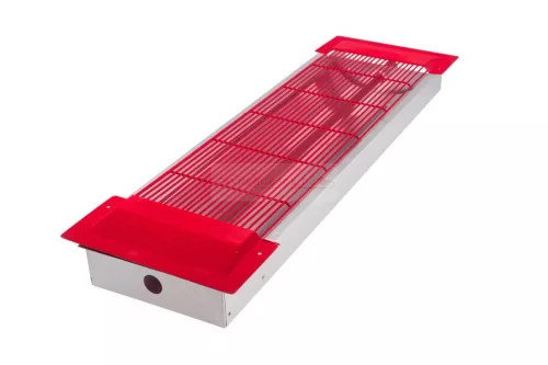 Keramikrohr-Infrarotstrahler mit rotem Schutzgitter, Wandmodell 350 W