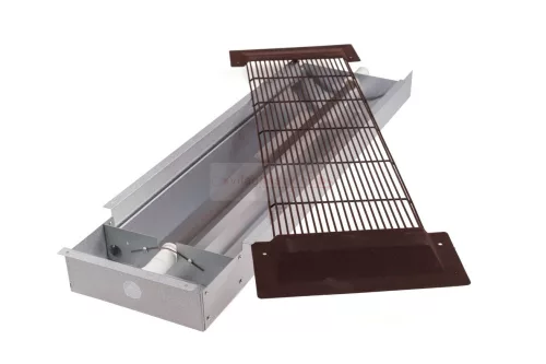 Keramikrohr-Infrarotstrahler mit dunkelbraunem Schutzgitter, Wandmontage 350 W