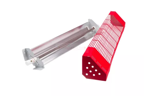 Keramikröhren-Infrarotstrahler mit rotem Schutzgitter, Eckausführung 450W