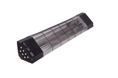 Keramikrohr-Infrarotstrahler mit dunkelgrauem Schutzgitter, Eckausführung 450W