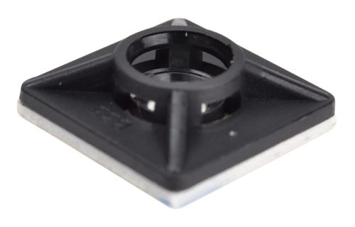 Öntapadós/csavarozható, 4oldalt fűzhető kötegelő talp 19×19mm,fekete