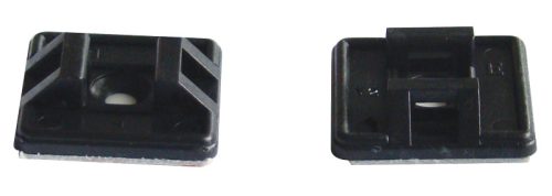 Öntapadós/csavarozható, 2oldalt fűzhető kötegelő talp 26,5×26,5mm,fekete