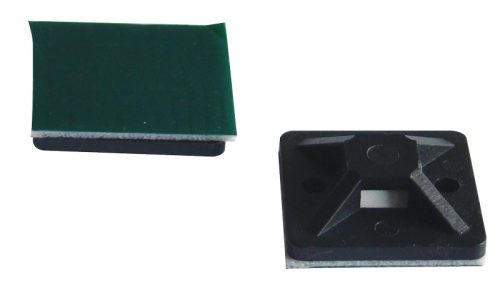 Öntapadós/csavarozható, 4oldalt fűzhető kötegelő talp 25×25mm,fekete