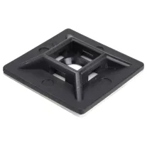   Öntapadós/csavarozható, 4oldalt fűzhető kötegelő talp 28×28mm,fekete