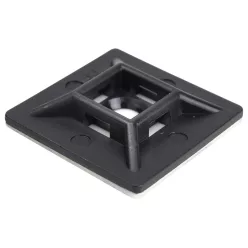   Öntapadós/csavarozható, 4oldalt fűzhető kötegelő talp 28×28mm,fekete