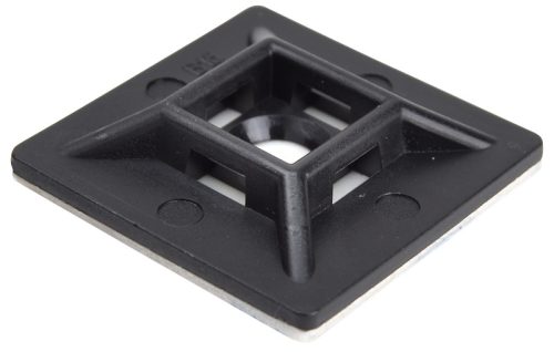 Öntapadós/csavarozható, 4oldalt fűzhető kötegelő talp 28×28mm,fekete