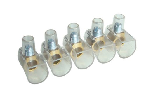 Csavaros csatlakozó, átlátszó házzal, 10 tagú, 1 csavar 10×2,5mm2, 450VAC