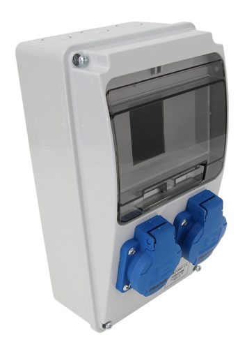 Csatlakozó doboz, védelem nélkül Out:2×SCHUKO