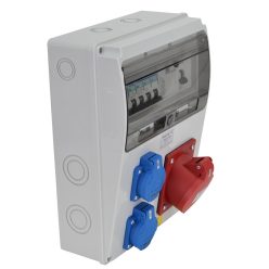   Csatlakozó doboz védelemmel, vezetékezett, készre szerelt 2×FRENCH+1×32A(3P+N+E)