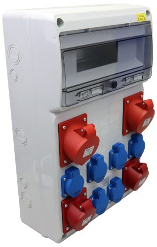 Csatlakozó doboz, védelem nélkül 6×SCHUKO+2×16A(3P+N+E)+2×32A(3P+N+E)