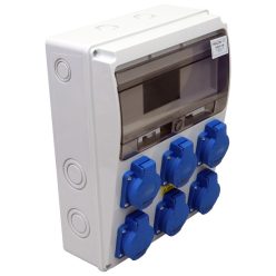 Csatlakozó doboz, védelem nélkül 6×SCHUKO