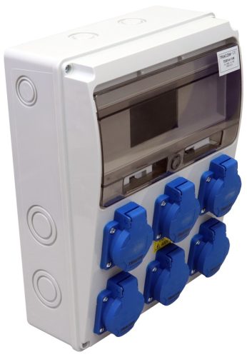 Csatlakozó doboz, védelem nélkül 6×SCHUKO